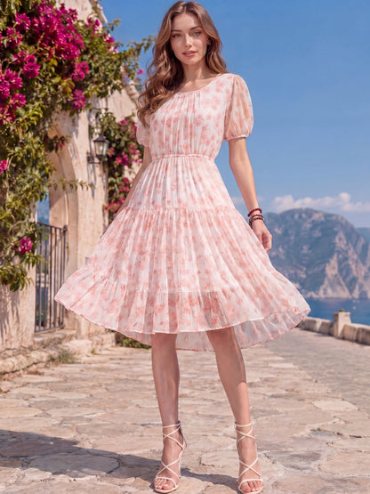 Chiffon Tie and Dye knee Dress