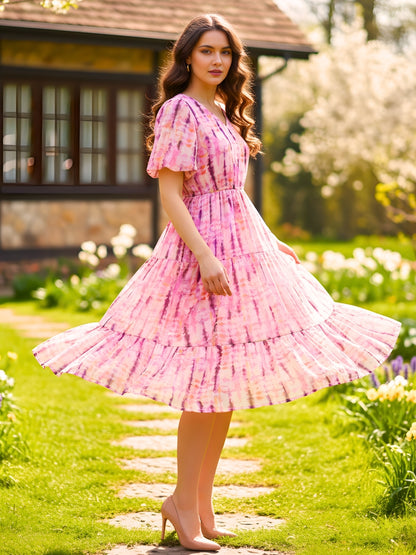 BPink Tie and Dye Fit and Flare Dress