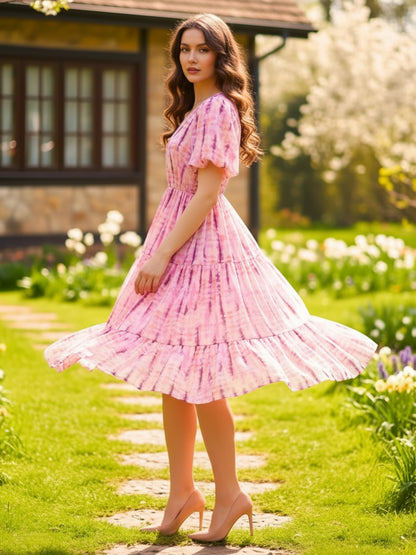 BPink Tie and Dye Fit and Flare Dress