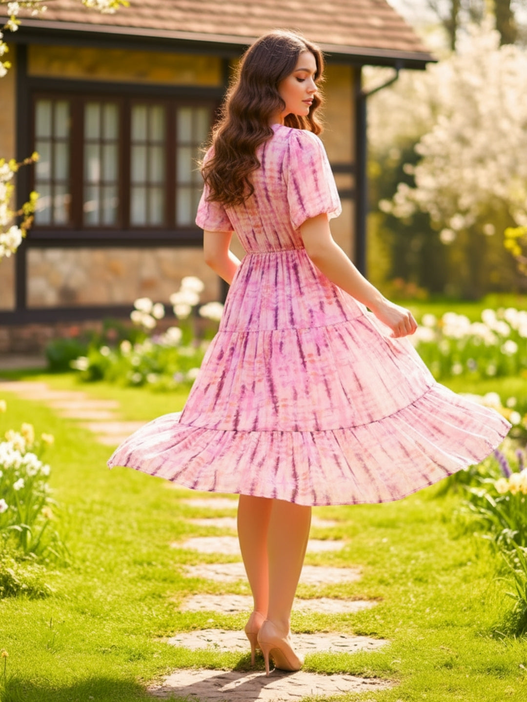 BPink Tie and Dye Fit and Flare Dress