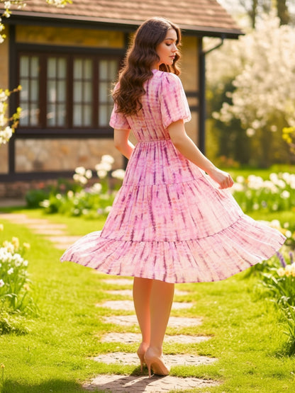 BPink Tie and Dye Fit and Flare Dress