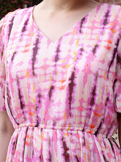 BPink Tie and Dye Fit and Flare Dress
