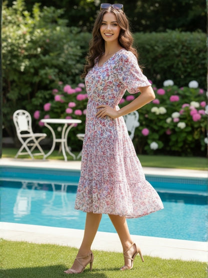 Leight weight flowy Pastel Bloom Vibe Check Twirling Dress