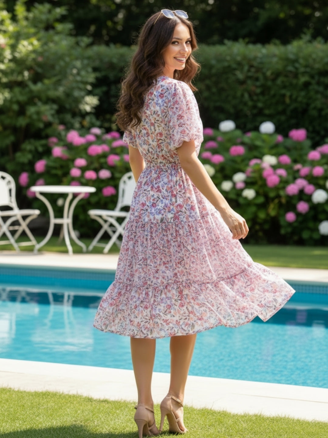 Leight weight flowy Pastel Bloom Vibe Check Twirling Dress