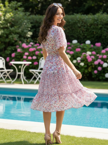Leight weight flowy Pastel Bloom Vibe Check Twirling Dress