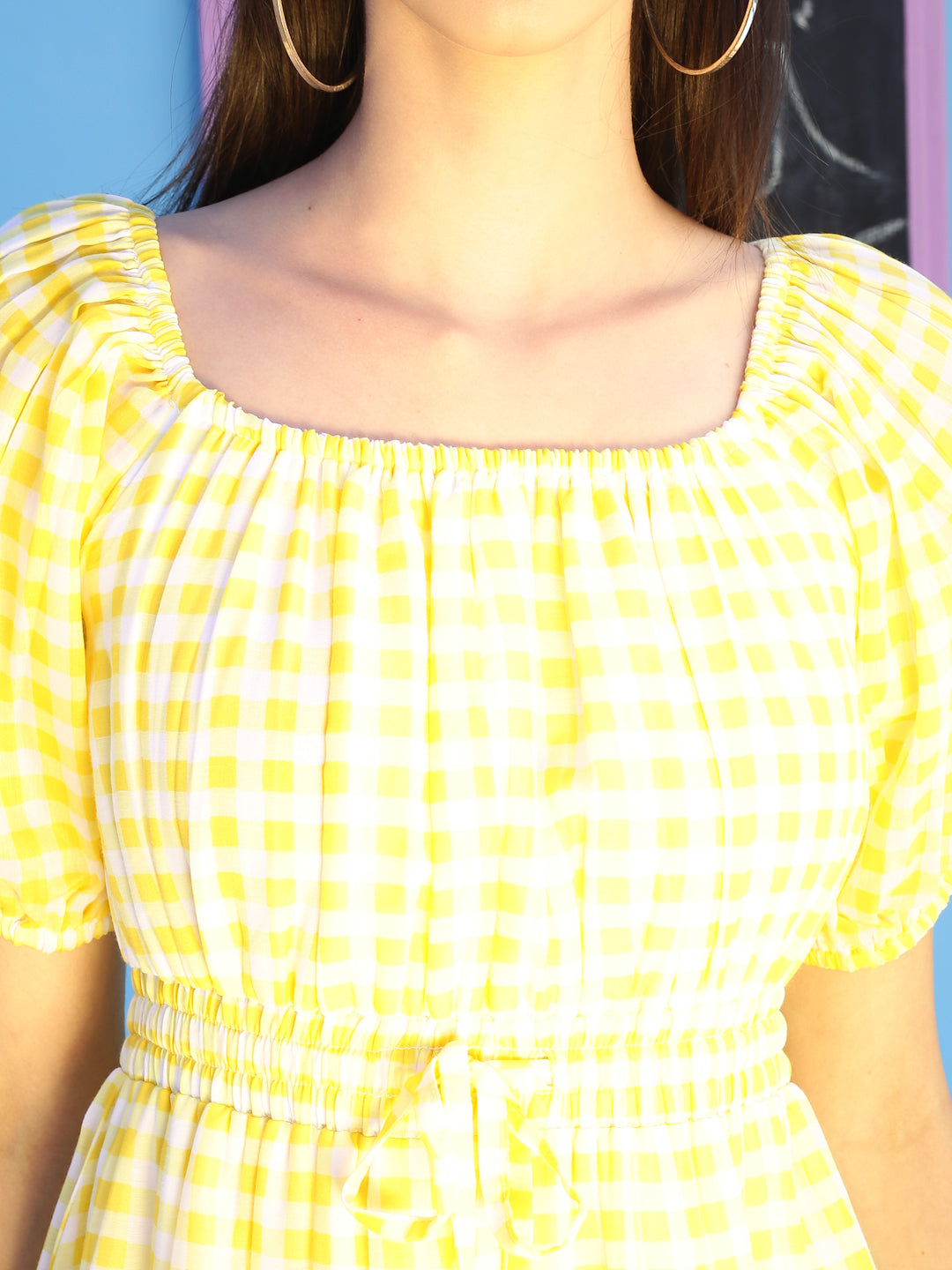 Yellow checked Mini Dress