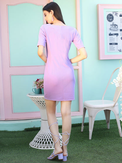 Mauve solid Mini Dress
