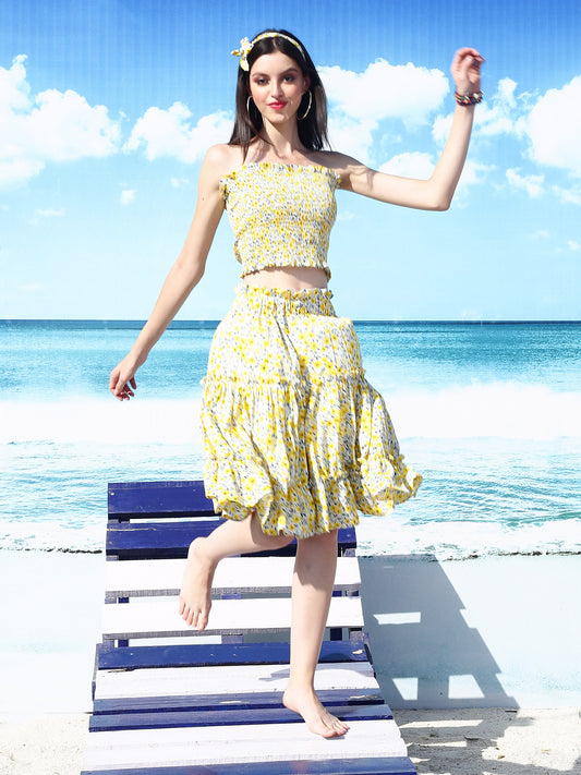 Yellow floral Print cord