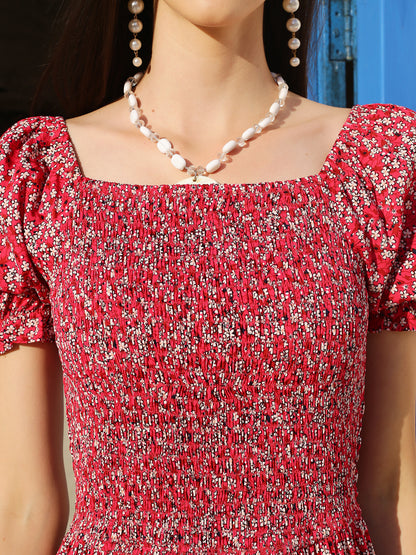 Red floral Knee Dress