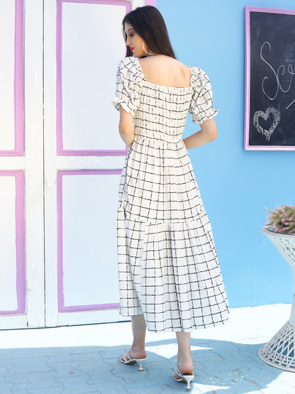 White check Maxi Dress