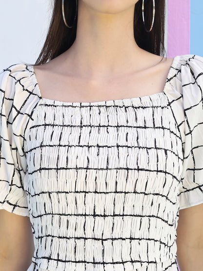 White check Maxi Dress