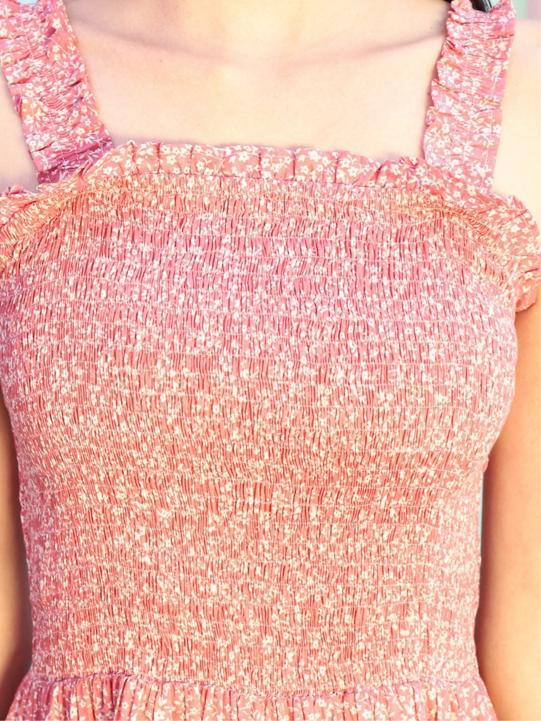 Sera Printed Shoulder Straps Fit and Flare Sleeveless Mini Dresses