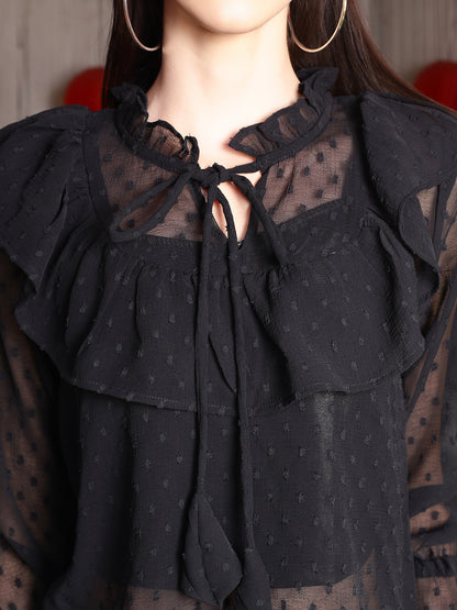 Black Self design Top