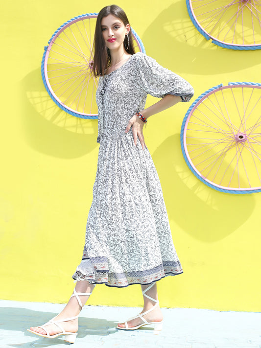 White floral  Maxi Dress