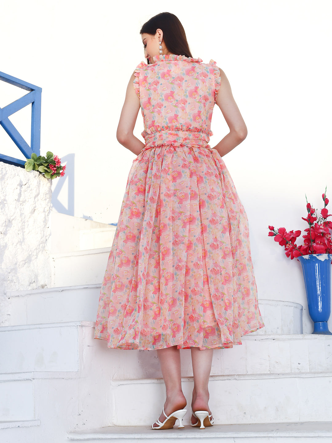 Pink floral Midi Dress