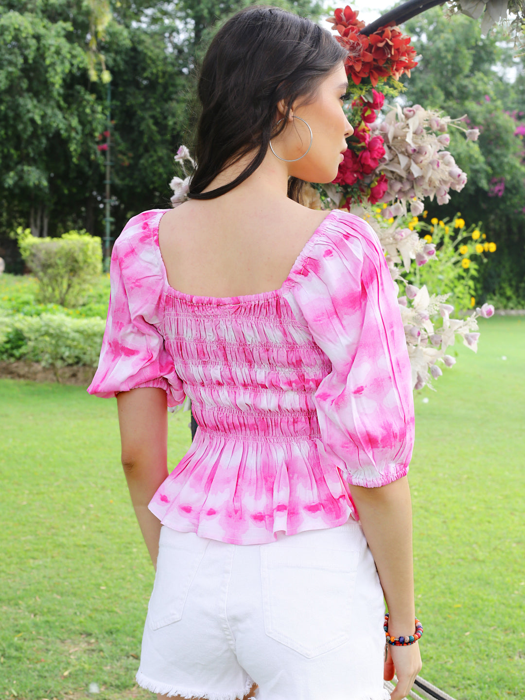 Pink Floral Crop Top