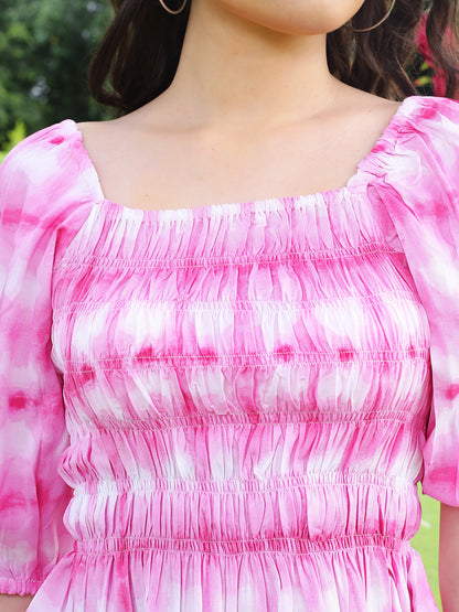 Pink Floral Crop Top