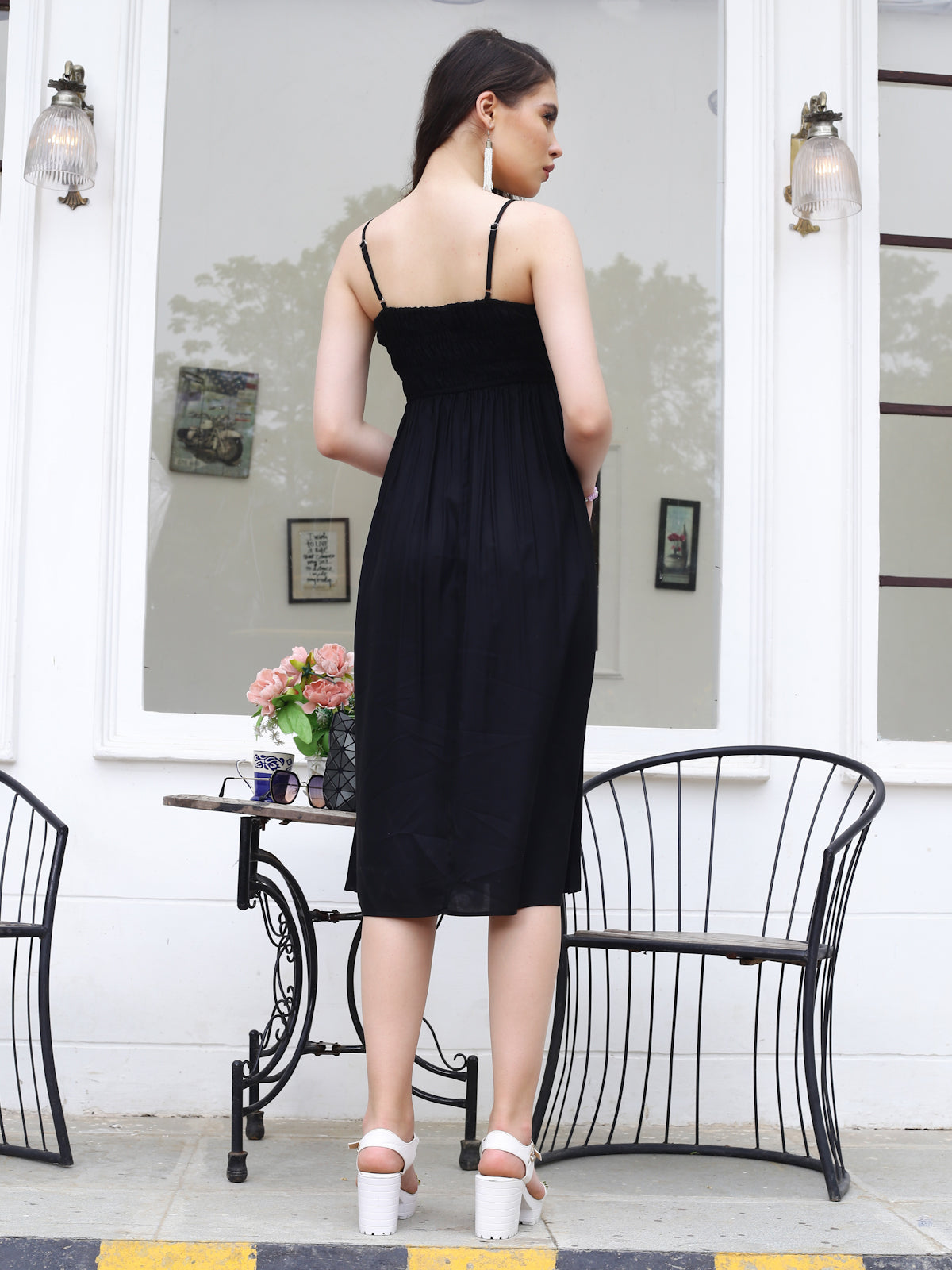Black Solid midi  Dress