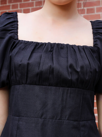 Black Solid Mini Dress