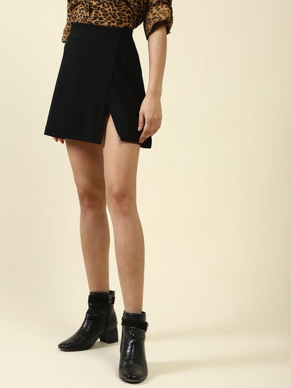 Black Solid  Mini Skirt