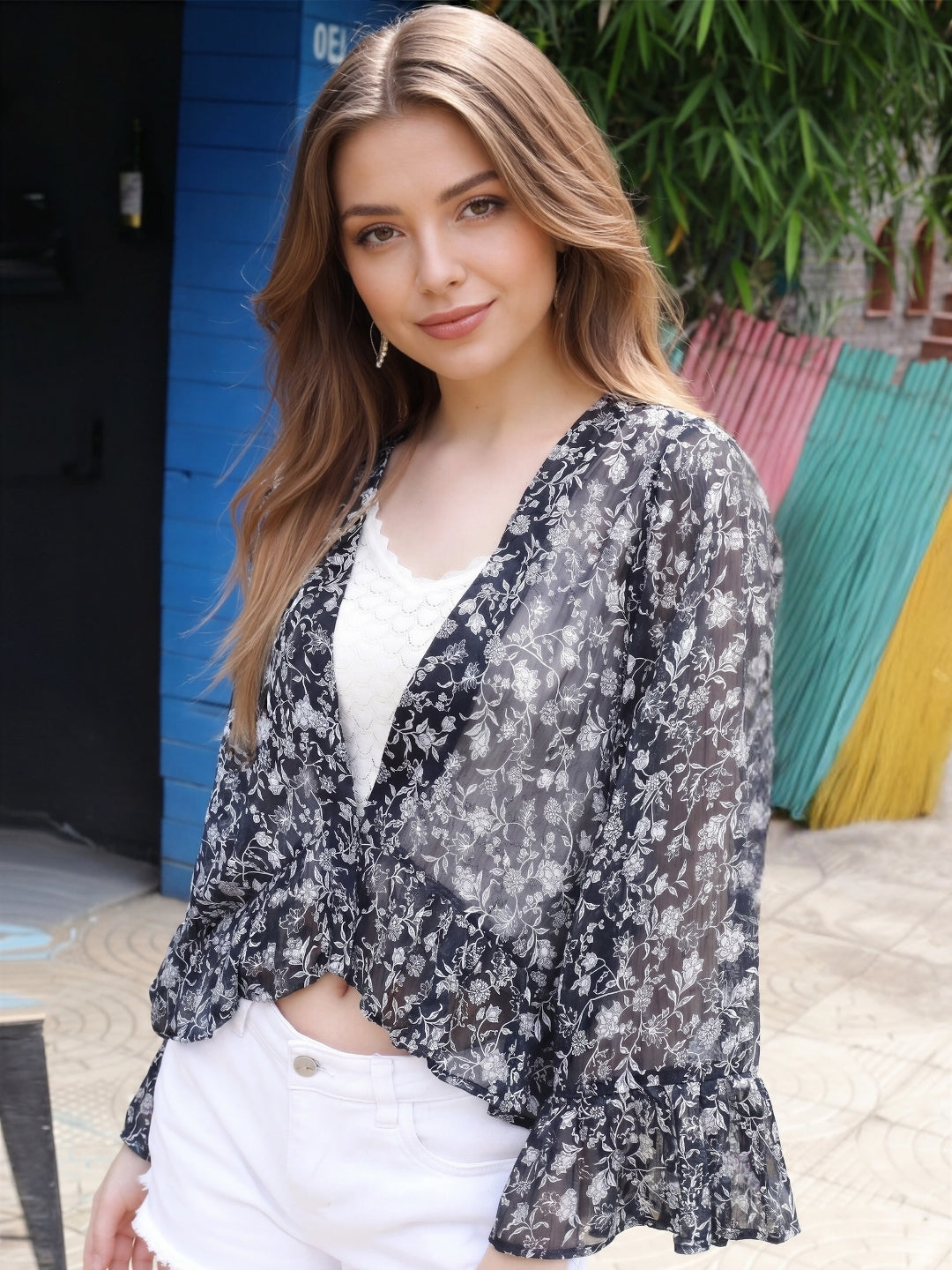 Chiffon Open Front Crop Shrug