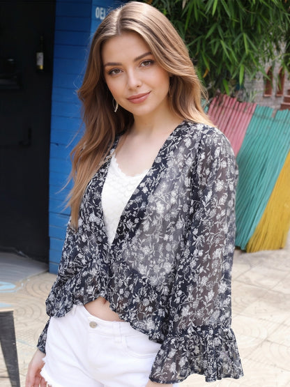 Chiffon Open Front Crop Shrug