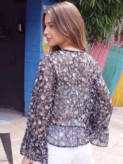 Chiffon Open Front Crop Shrug