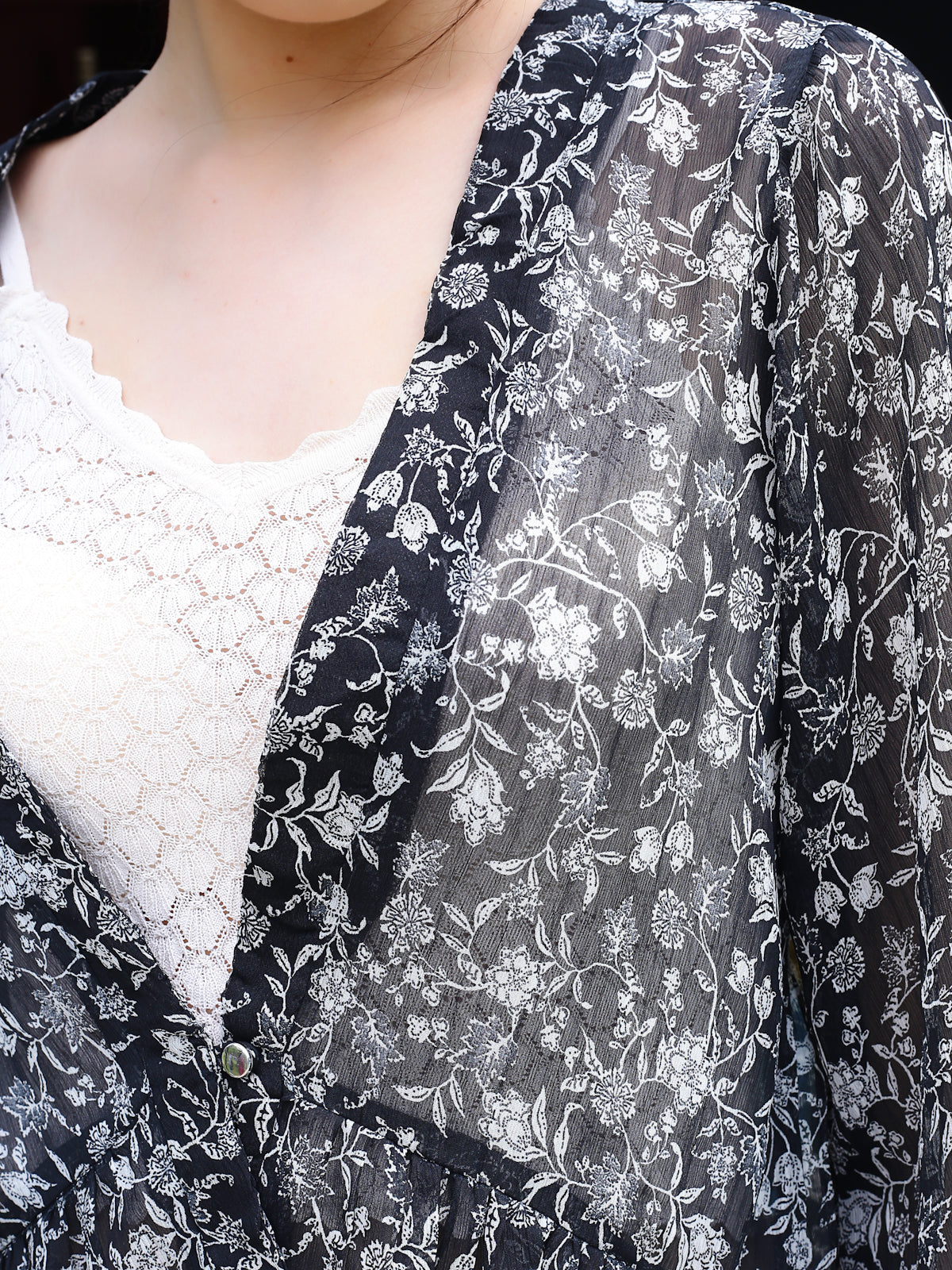 Black Floral Crop  Shrug