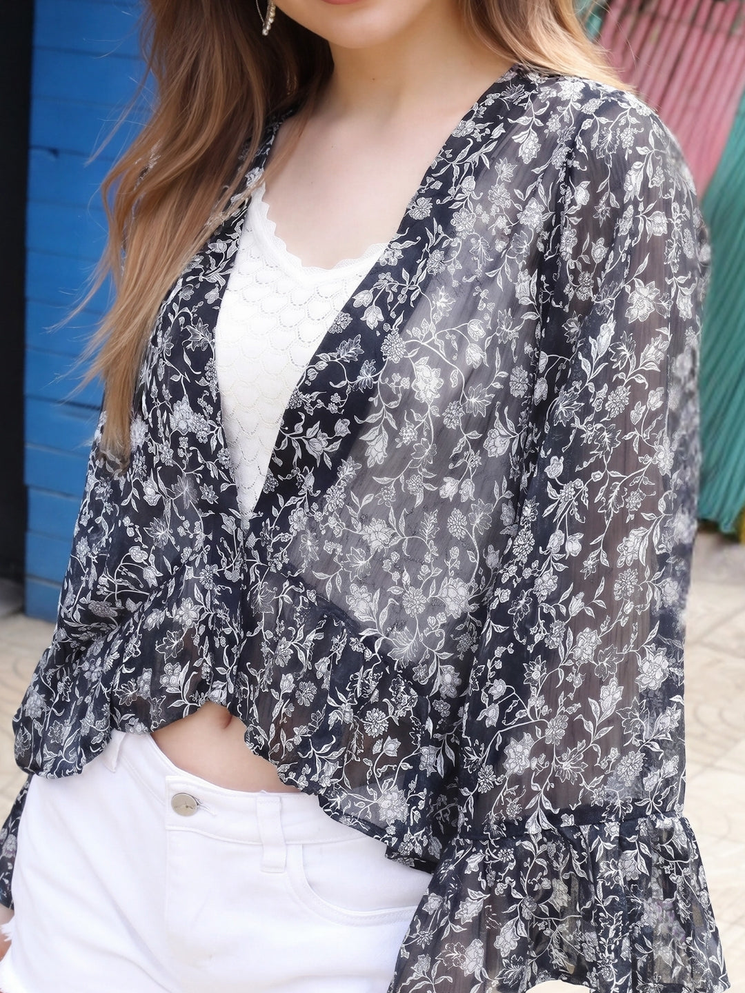 Chiffon Open Front Crop Shrug