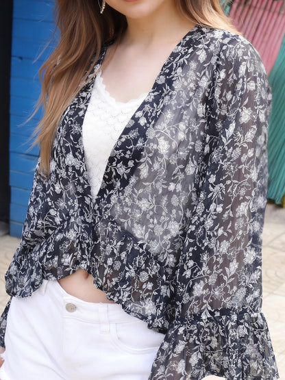 Chiffon Open Front Crop Shrug