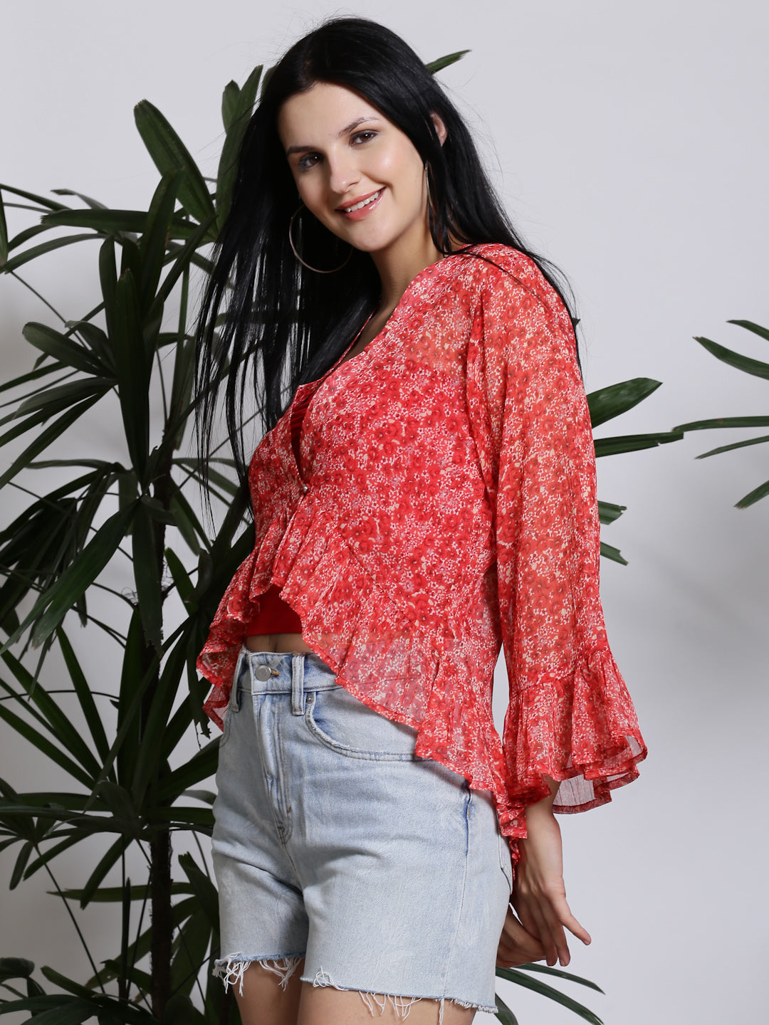 Red Floral Shrug
