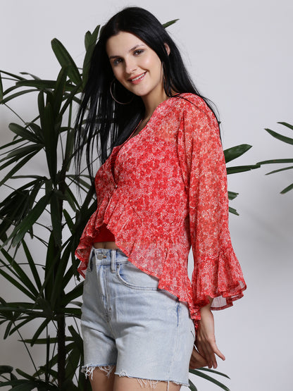 Red Floral Shrug