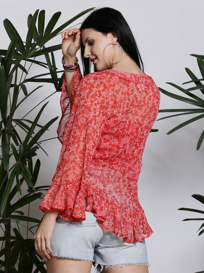 Red Floral Shrug