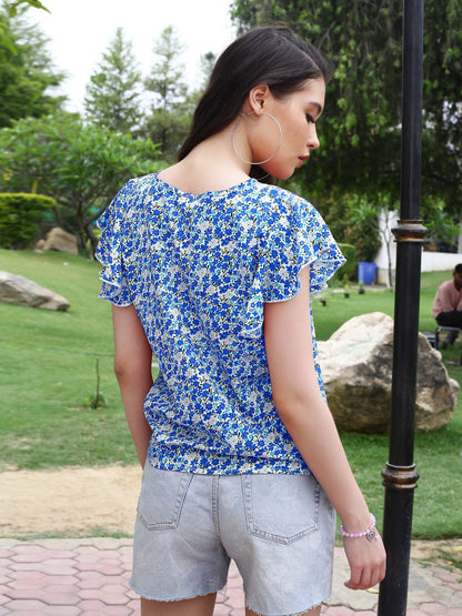 RBlue Floral Regular Top