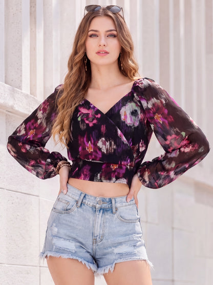 Georgette Floral Crop Top