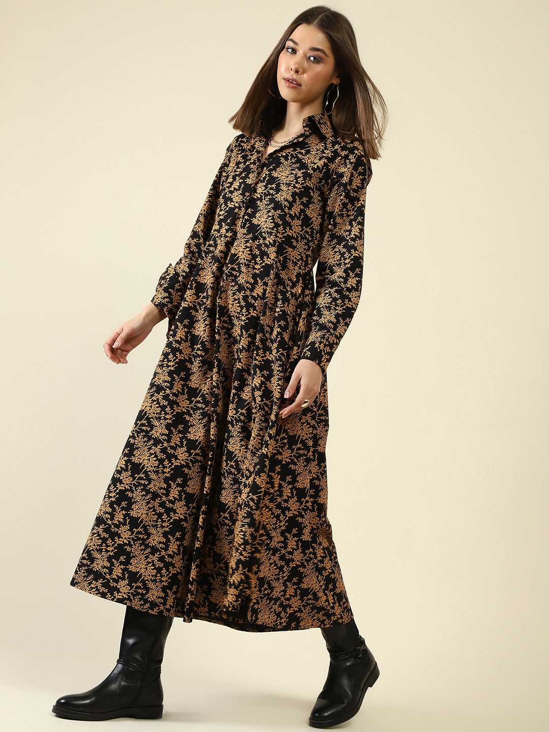 BlackYellow A-Line Dress