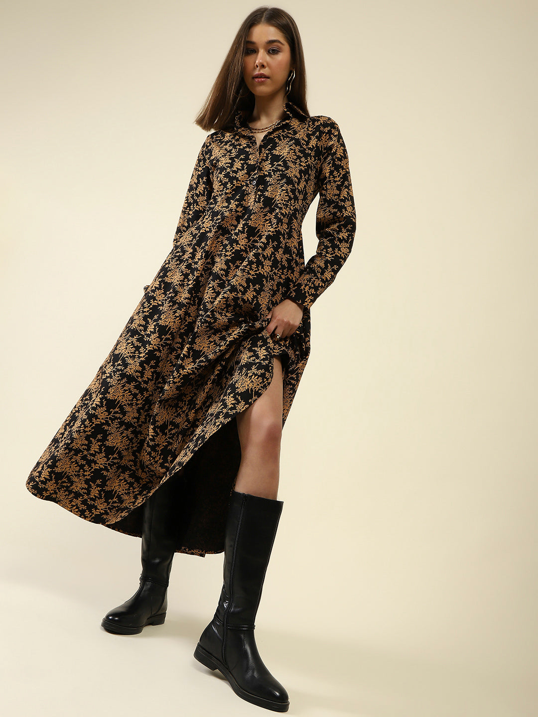 BlackYellow A-Line Dress
