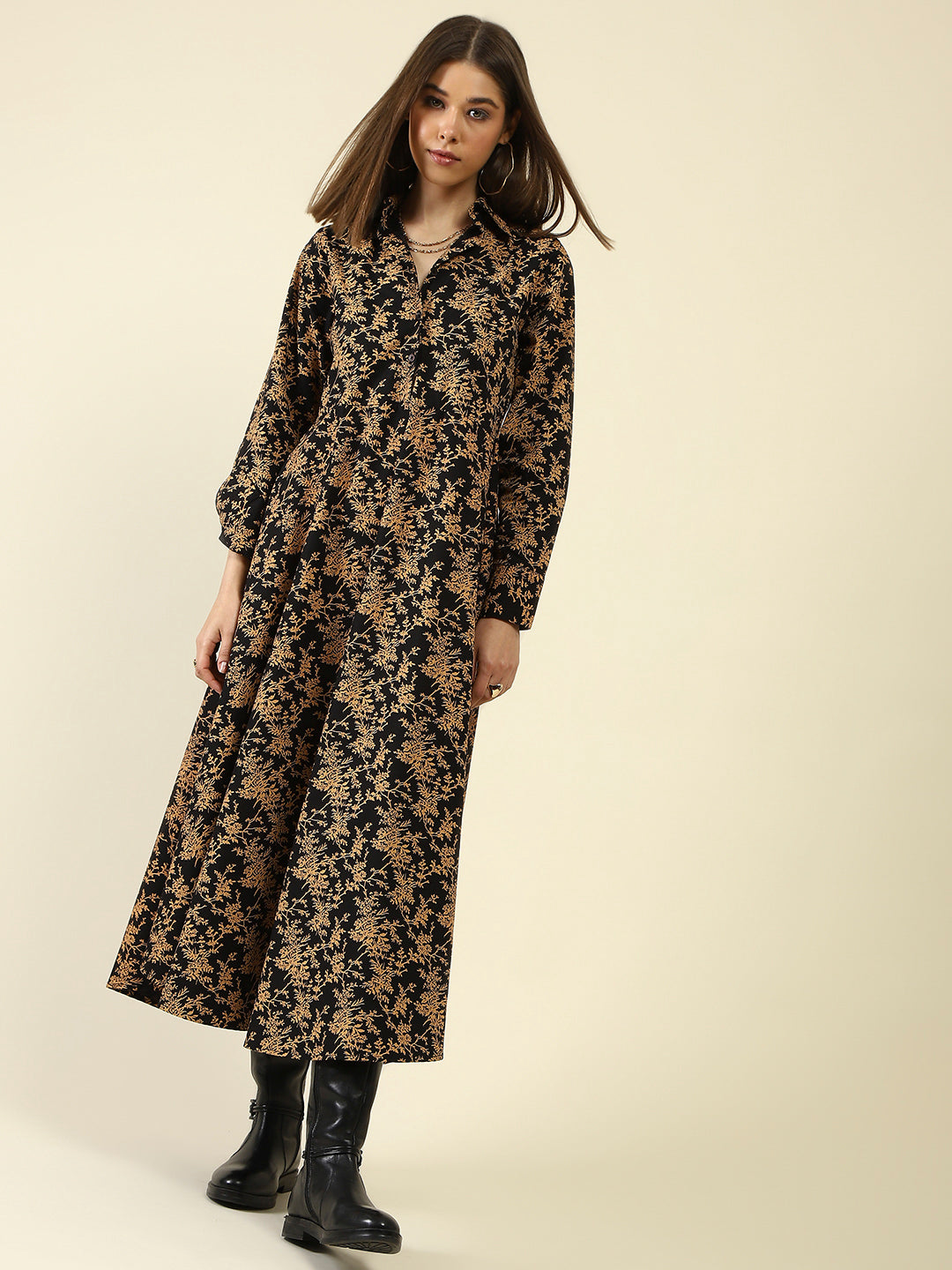 BlackYellow A-Line Dress