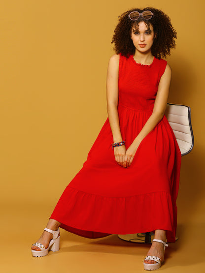 Fushia Solid Maxi Dress