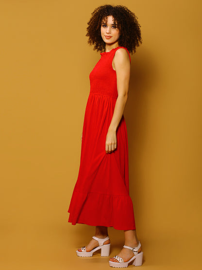 Fushia Solid Maxi Dress