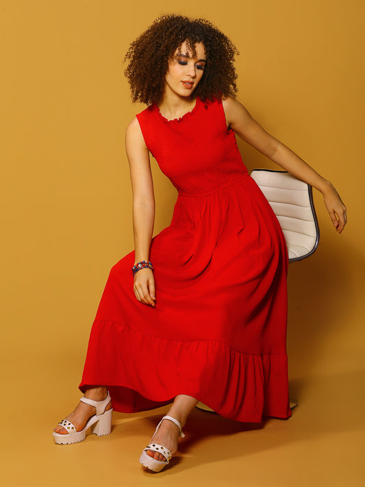 Fushia Solid Maxi Dress