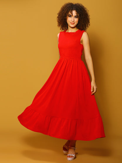 Fushia Solid Maxi Dress