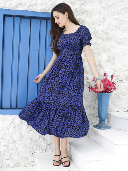 Blue  Floral Dress