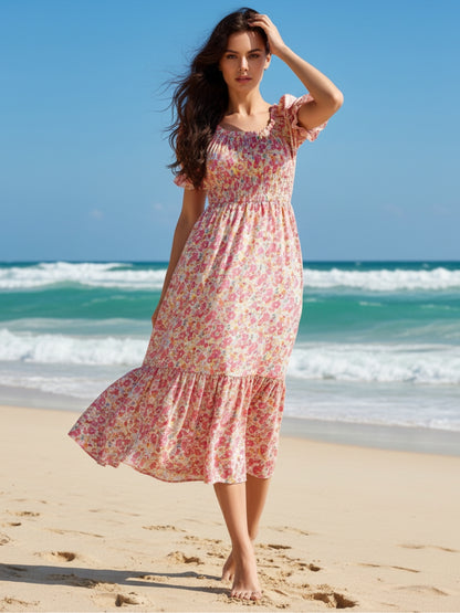 Premium Cotton Floral Midi boho Dress