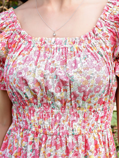 Premium Cotton Floral Midi boho Dress