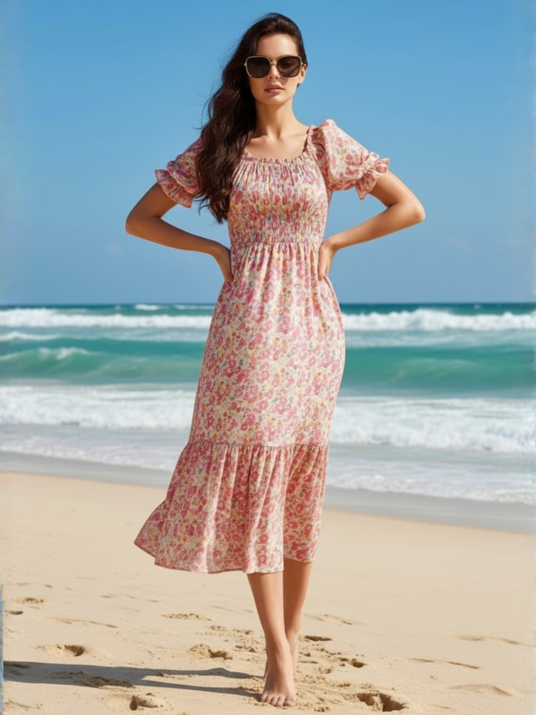 Premium Cotton Floral Midi boho Dress