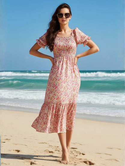 Premium Cotton Floral Midi boho Dress