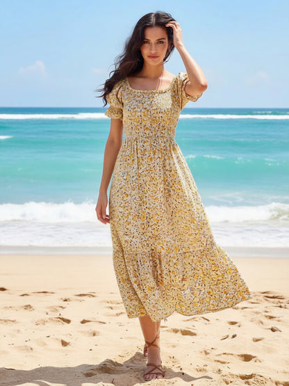 Premium Cotton Floral Midi Boho Dress