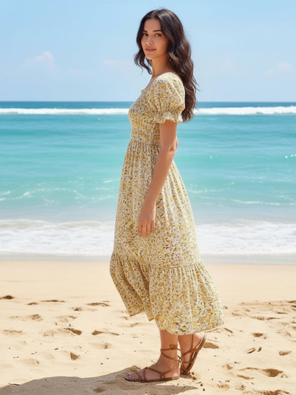 Premium Cotton Floral Midi Boho Dress
