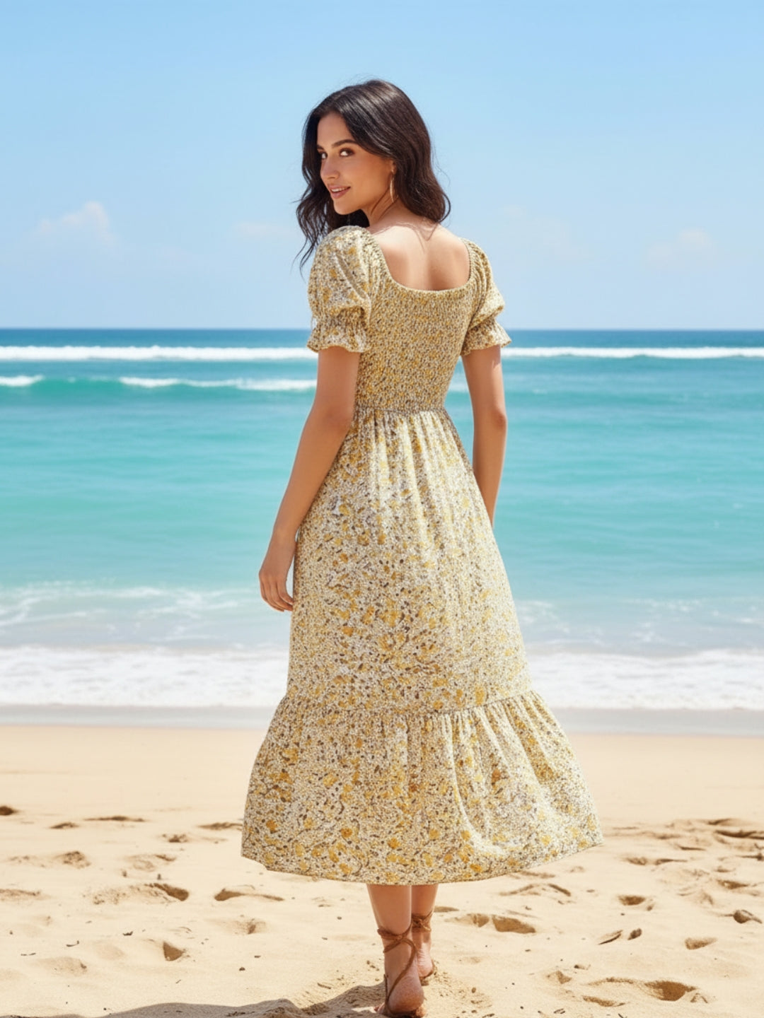 Premium Cotton Floral Midi Boho Dress